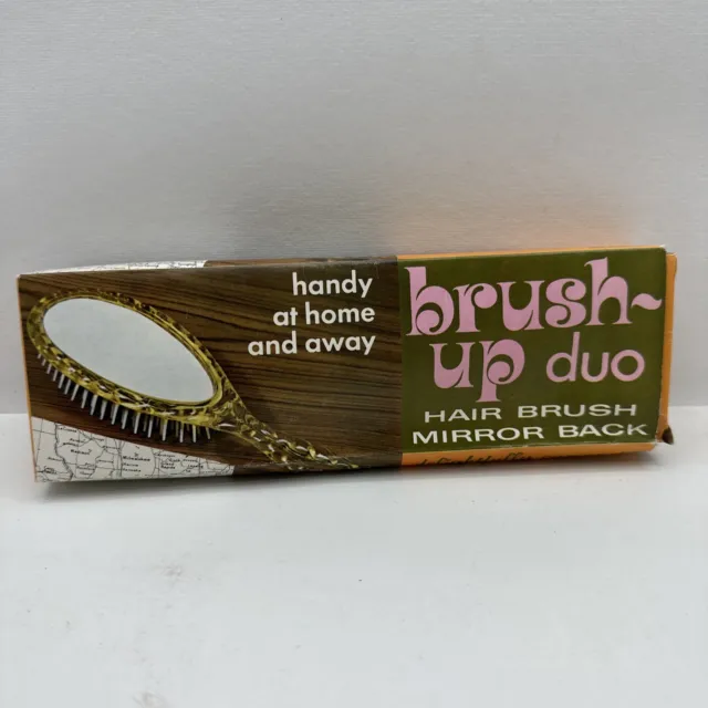 brush-up duo hair brush mirror back vintage With Box