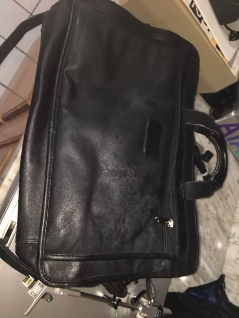 Vintage Mallette Attaché Cuir Fourre-Tout Femmes Hommes Noir Délavé