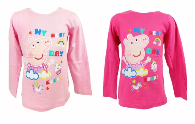 Peppa Pig Wutz Langarm T-Shirt in 2 Motiven Gr 92 98 104 110 116 122