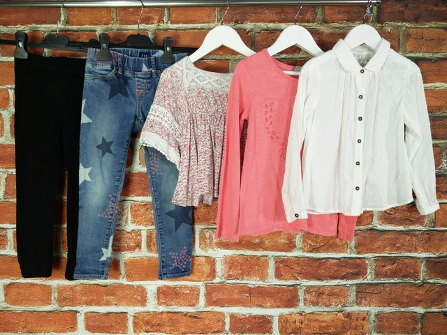 Pacchetto Ragazze Età 4-5 Anni Next Gap Jeans Top Farfalla Floreale 110Cm