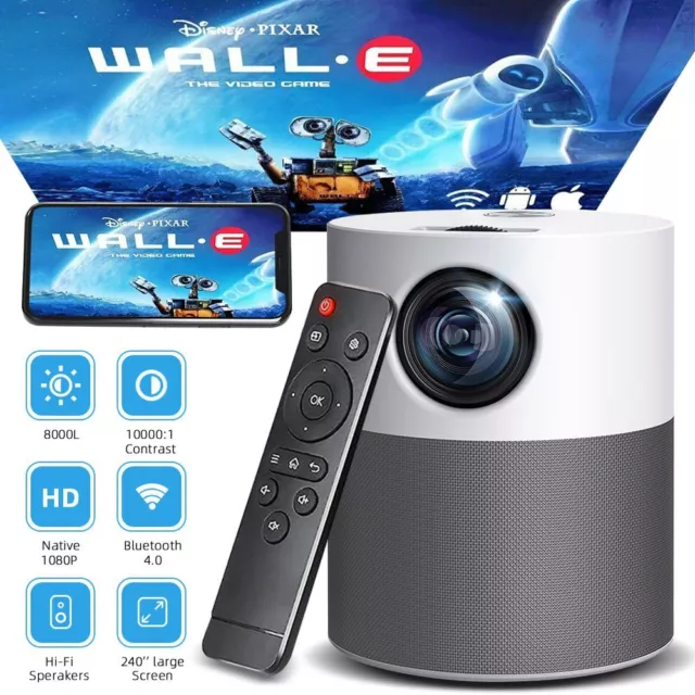 Mini Projector FHD 1080P 4K Video Bluetooth WiFi Android Smart Home Theater HDMI