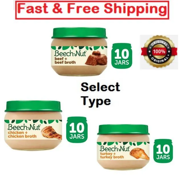 Beech-Nut Stage 1 Baby Food, 2.5 oz Jar, 10 Pack, ( Select Your Type )