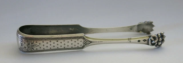 Jungendstil Pince à Sucre Argent Massif Art Nouveau Poinçon Minerve