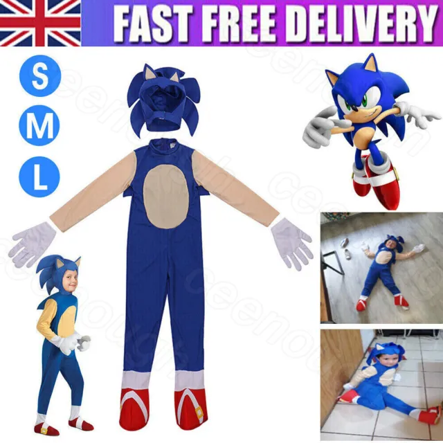 Sonic The Hedgehog Cosplay Costume Kids Girls Boys Jumpsuit Fancy Dress Outfits