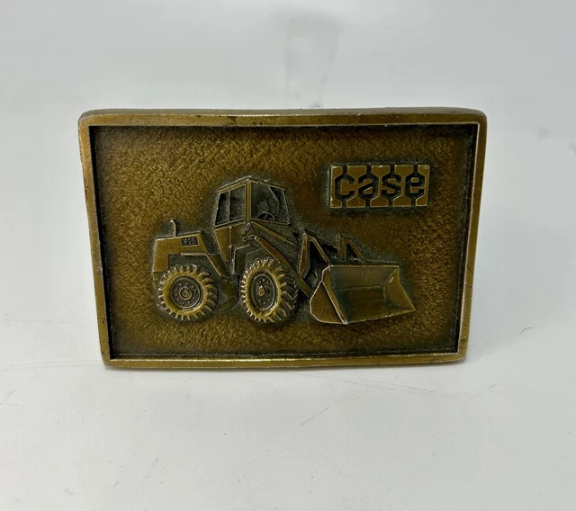 Vintage Case Construction Wheel Loader Brass Belt Buckle 1970's Logo