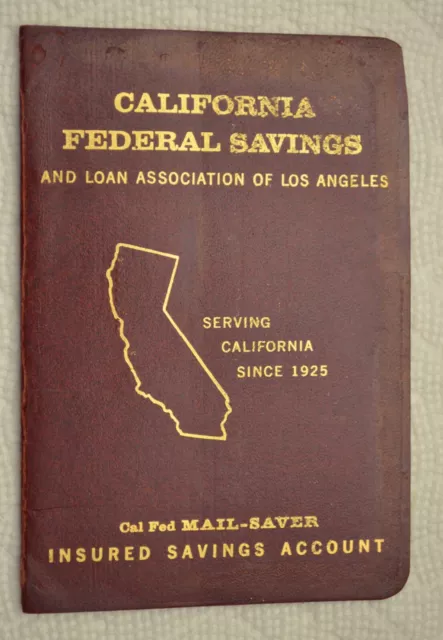 Vintage 1960 California Federal Savings Loan of LA, Bank Account Book Passbook