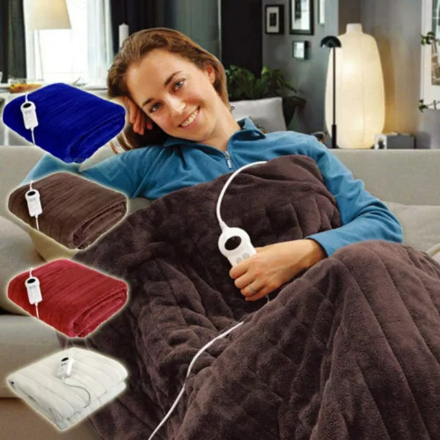 SOQ Electric Heated Throw Rug 9 Smart Heat Settings Snuggle Blanket TimerControl