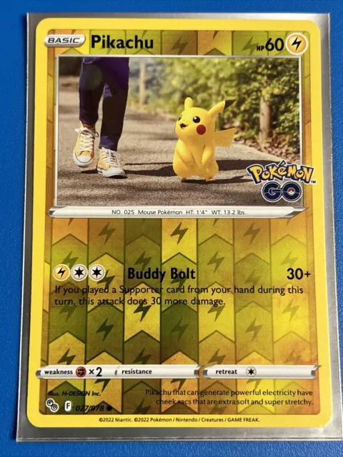 Pokémon TCG Pikachu 027/078 Pokemon GO Reverse Holo Common NM/M + Card Saver
