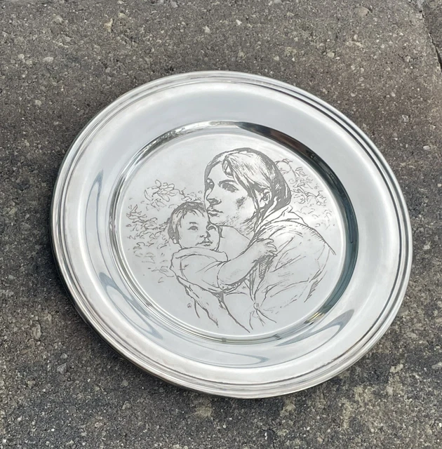 VTG S Kirk & Son Mothers Day Plate Sterling Silver 6" 100gs Baltimore, MD
