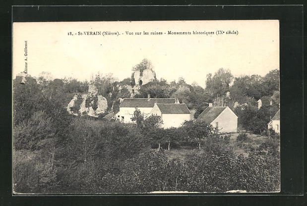 CPA Saint-Verain, Vue sur les ruines, Monuments historiques