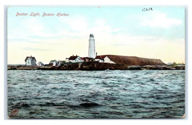 Postcard Boston Light, Boston Harbor, Boston Mass C70
