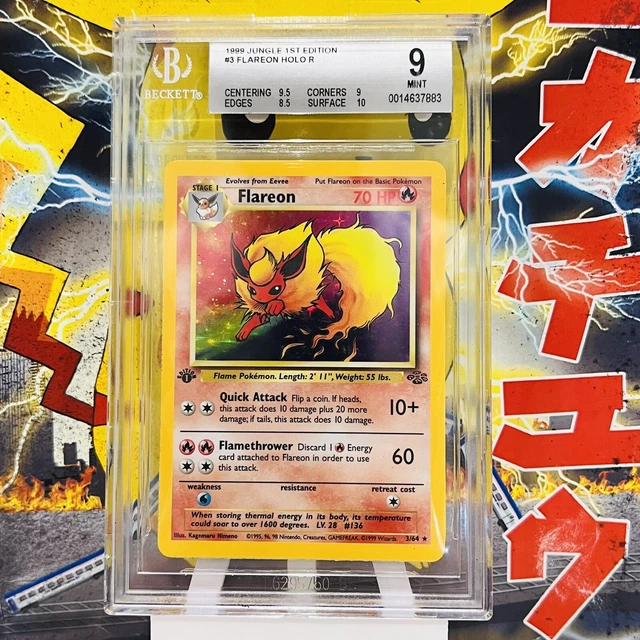 Flareon Holo 1st Edition BGS 9 Jungle 3/64 Pokemon Card Mint Graded With 10  😊
