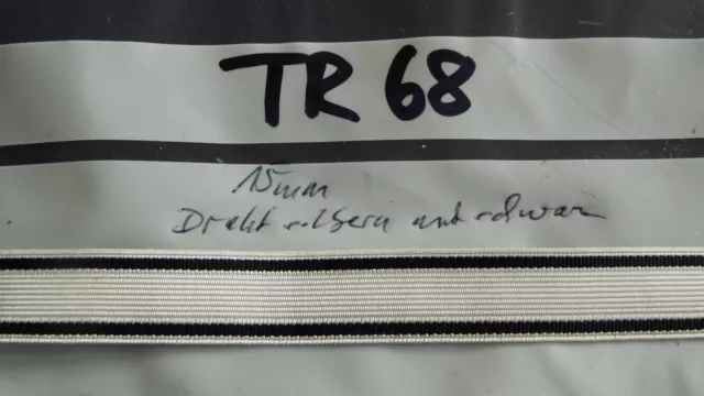 Tresse Preussen silbern mit 2 schwarzen Streifen 15mm 1Meter (TR68)