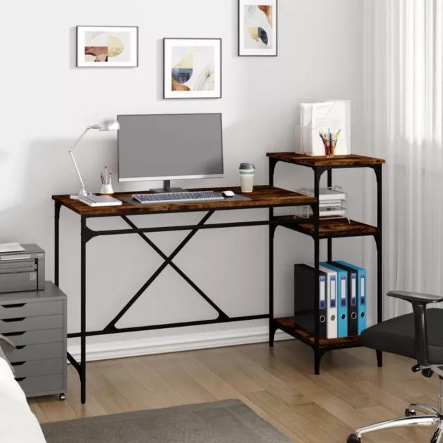 LAPOOH Schreibtisch mit Regal Räuchereiche 135x50x90  Holzwerkstoff, Pc A2W9