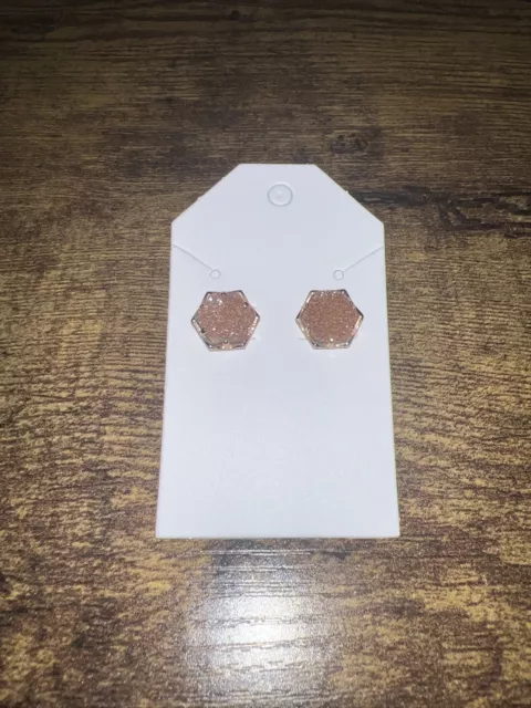 Kendra Scott Rose Gold Tone Metal Druzy Stone Stud Earrings