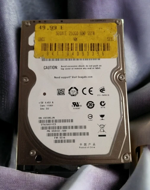 Disque Dur Seagate 250GB SATA Interne 3,5" - Occasion (fonctionnel, Traces D'usure)