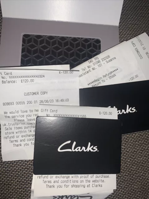 Clarks Gift Cards £370