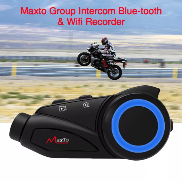 Digital Motorcycle Group Intercom Helmet Headset 1KM HIFI Mic FM Bluetooth  Wifi