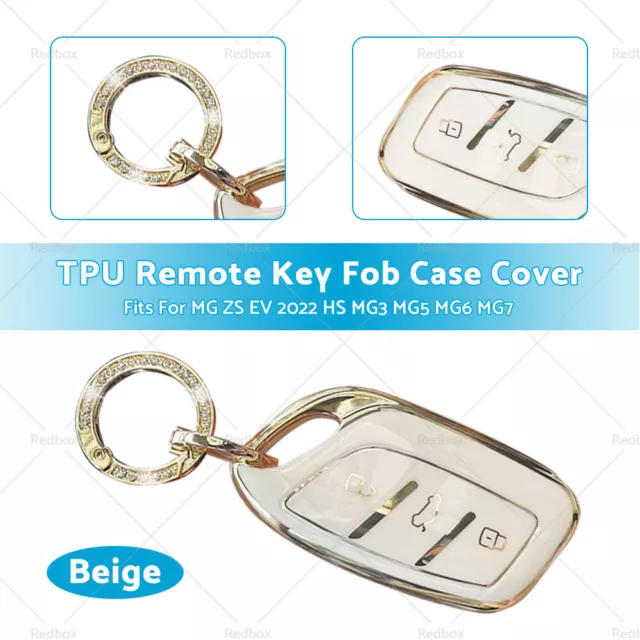 Beige TPU Car Remote Key Fob Case Cover Fit For MG ZS EV 2022 HS MG3 MG5 MG6 MG7