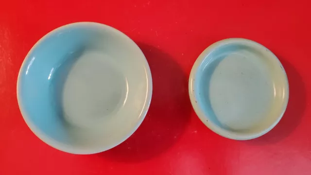 two vintage small Celadon plates /bowl 3.25" and 4"