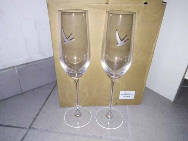 6 grands verres flûtes vodka grey goose en verre 16cl  oie 22cm no belvédère