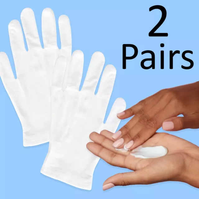 2 PAIRS MOISTURISING GLOVES Overnight Soft Hand Cream Treatment Dry Skin Eczema