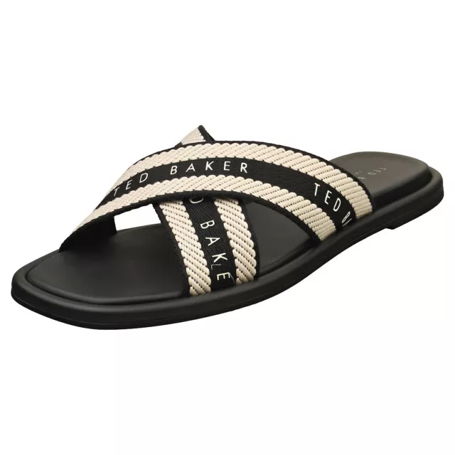 Ted Baker Ashika-webbing Flat Sandal Femme Black Sandals Faire glisser