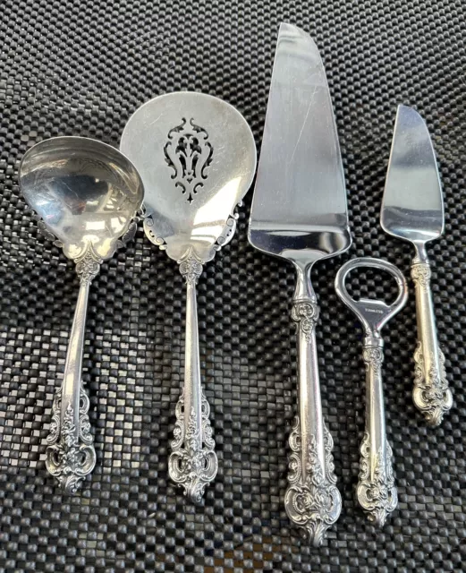 Set Of (5) WALLACE  GRANDE BAROQUE STERLING FLATWARE BEAUTIFUL