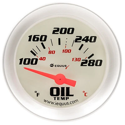 Equus 2.0 Dia Oil Temp Gauge Silver 100-280 - E8243