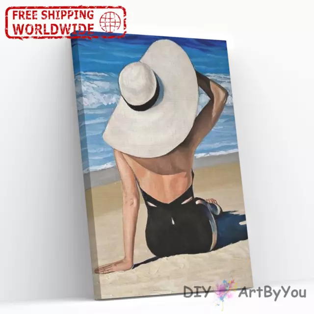 Paint By Numbers Canvas Art Draw Artist Painting Oil Kit Home Decor Beach Hat