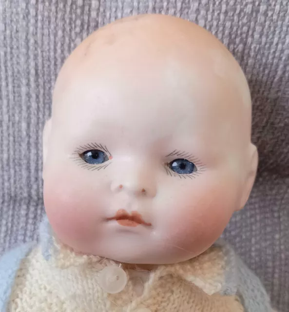 Antique RECKNAGEL DREAM BABY type bisque doll. c1920s. 12 inch. Sweet baby boy.