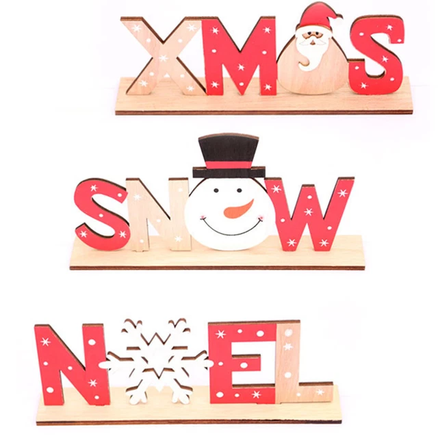 3 Pcs Holzverzierung Feiertags-Schreibtisch-Dekor Dekorationen Weihnachten