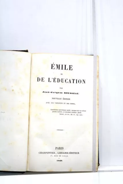 Livre Ancien Rousseau Emile Education Philosophie Lumieres 1848