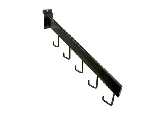 Slatwall Waterfall Rectangular Tube 5 Hook Black