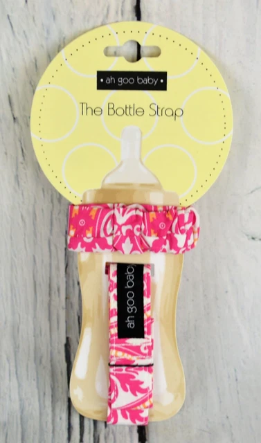 Ah Goo Baby Bottle Strap Charleston Pink Perfect for bottles Sippy Cups & Toys