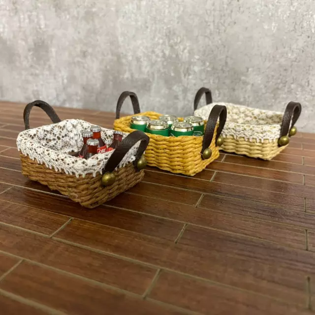 1/6 Scale Bakery Food Bread Tray Basket Miniature Dollhouse 11.5" Handmade 3