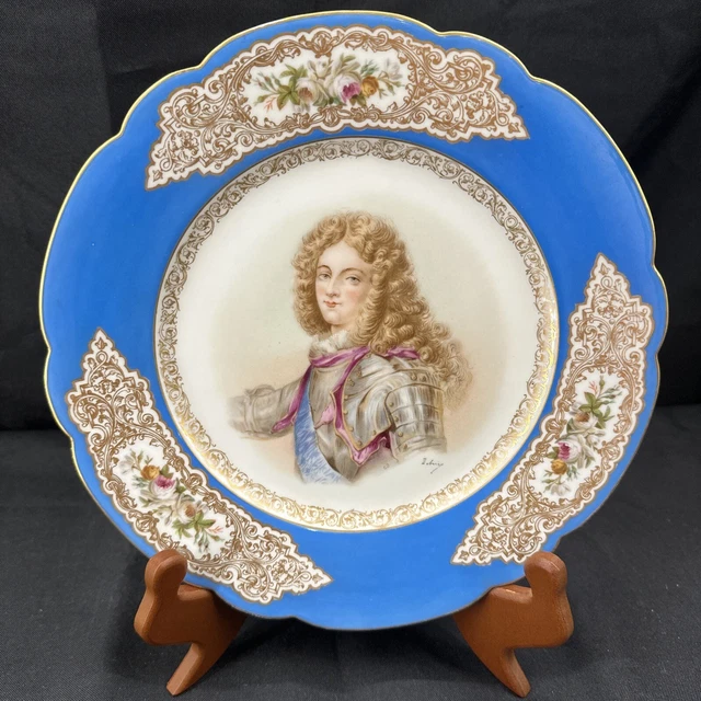 FRENCH SEVRES PORTRAIT Plate Porcelain Duc De Bourgogne 1846