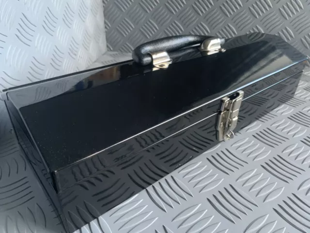 Tractor Tool Box, Black, Metal. Barn Tool Box,  Shallow.