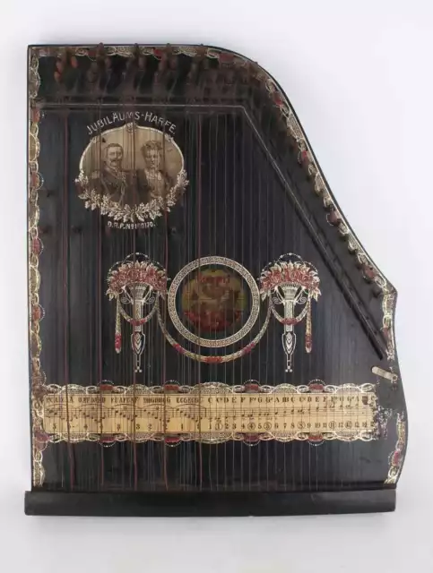 Zither Jubiläums-Harfe mit Kaiser Wilhelm II. und Kaiserin Augusta 1906