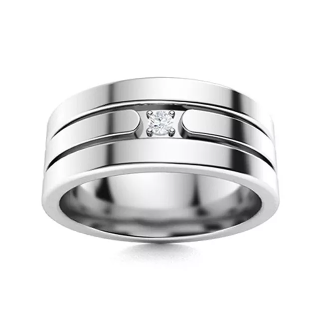 Alliance en diamant véritable pour homme, coupe ronde, 0,05 carat, or blanc...