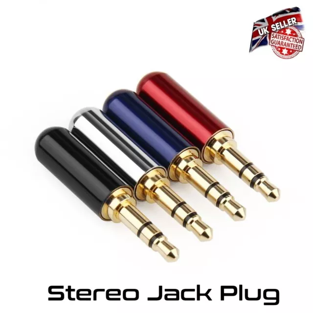 Stereo Jack Plug 3 Pole 3.5mm Male Repair Headphone Audio Soldering HQ Gold