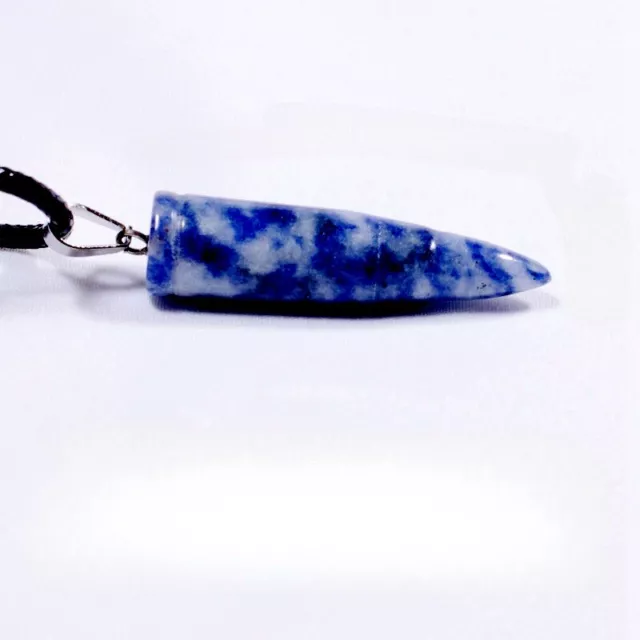 Natural Blue Sodalite Quartz Crystal Bullet Pendant Chakra Stone Necklace Amulet