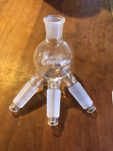 CHEMGLASS Glass 24/25 Cow-Type Distillation Receiver Used