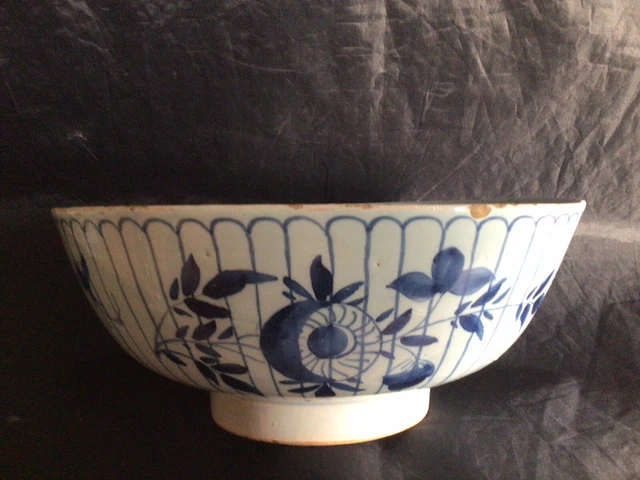 18th c English Delft Punch Bowl 22cm by 10cm