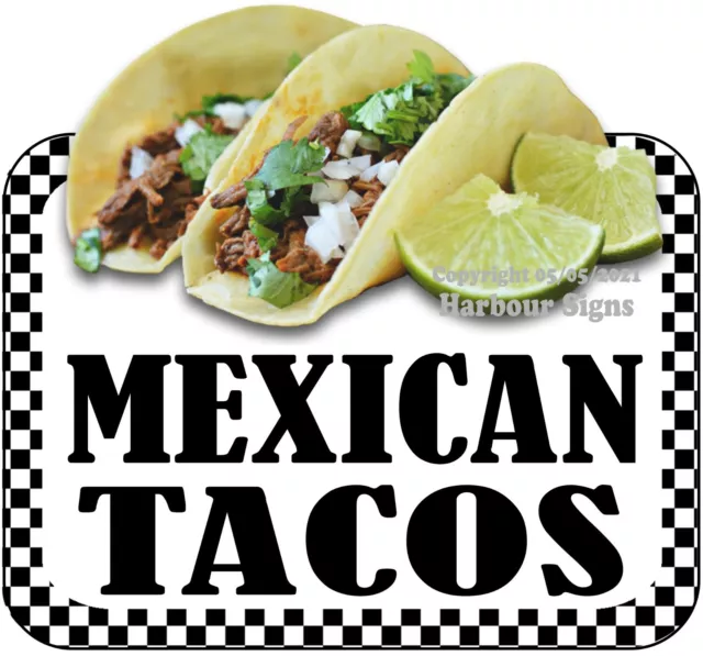 Mexican Tacos DECAL Food Truck Concession Vinyl Sign Sticker bw