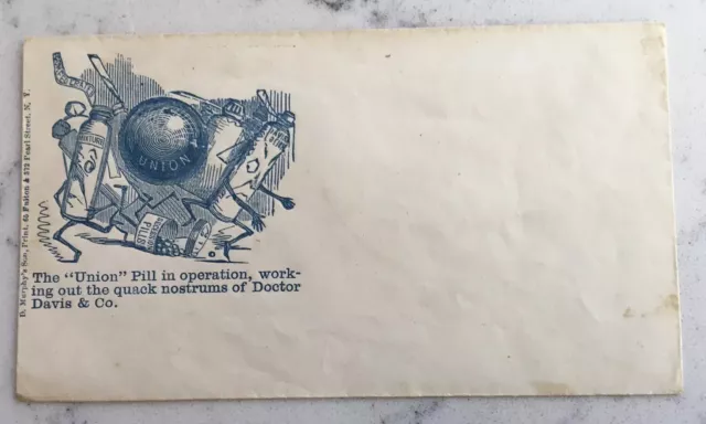 Antique Civil War Envelope Union Pill Cartoon  Patriotic Cover D. Murphy