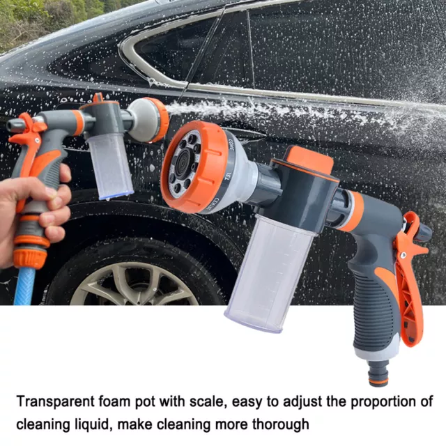 Car Water Washer High Pressure Hose Foam Sprayer Foam Nozzle Dispenser 8 Modes