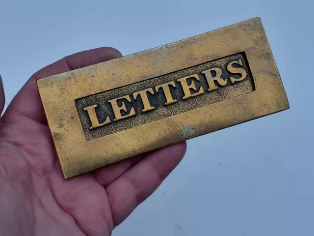 Lovely antique Victorian/Edwardian brass "LETTERS" letter box