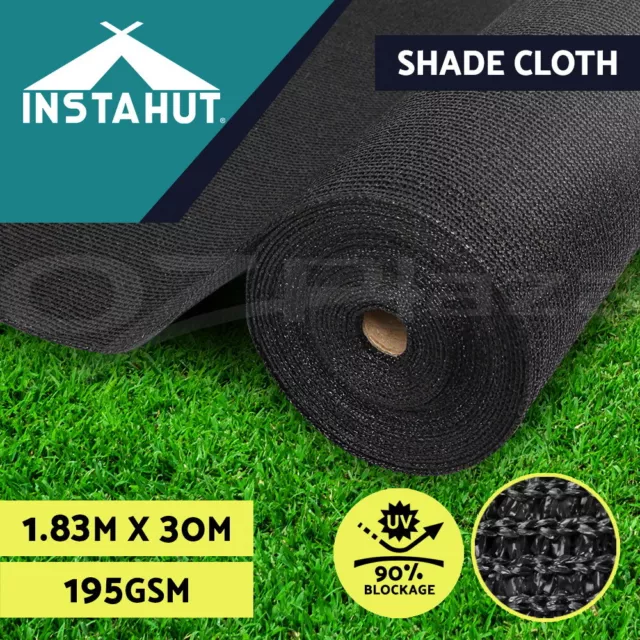 Instahut 90% Shade Cloth 1.83x30m Shadecloth Sail Heavy Duty Garden Mesh Roll BK