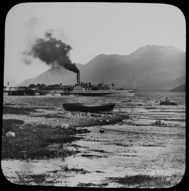 PADDLE DAMPFER AUF LOCH LOMOND C1890 ALTES FOTO Magic Lantern Rutsche SCHOTTLAND